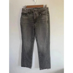 Good American 0/25 Good Curve Black Straight Twist Front Slit Jeans Womens‎ 0206